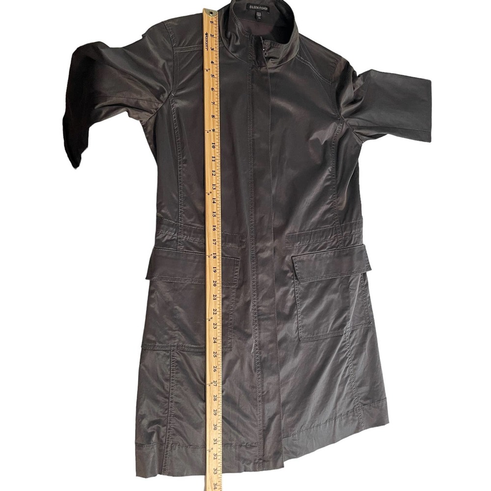 Eileen Fisher Satin Sheen Trench Coat size xsmall - Picture 5 of 8